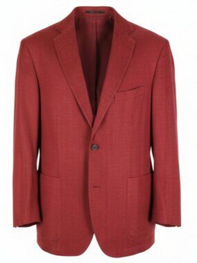 Pal Zileri Blazer Mens 56 46R Red Unstructured Two Button Silk Cotton The Helm
